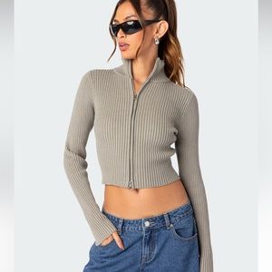 double zip up cardigan